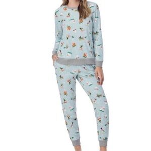 Cuddl Duds Sledding Dog Pajamas Mint Green Honeycomb pattern Size Medium